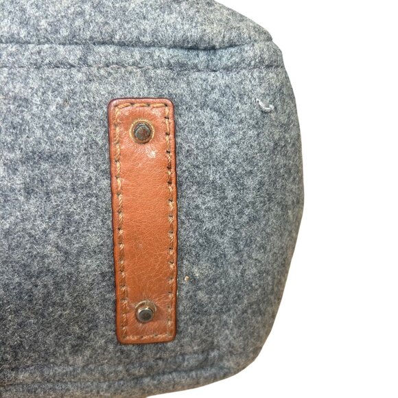 Kate Spade Quinn Wool Toggle Satchel Handbag with Leather Trim in Gray & Tan EUC - Picture 7 of 14